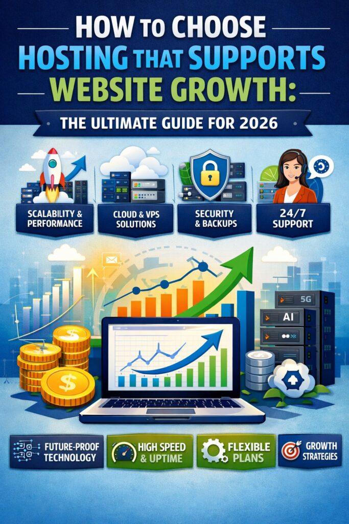 Website hosting dashboard showing scalable resources and performance monitoring tools