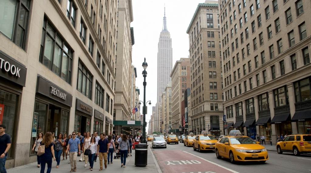 Person improving phone camera angles on a New York street