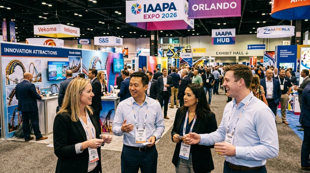 Attractions industry professionals networking at IAAPA Expo 2026 in Orlando