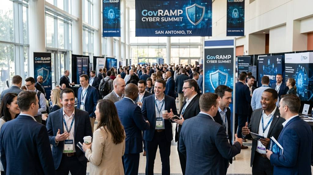 Government cybersecurity professionals networking at the GovRAMP Cyber Summit conference in San Antonio