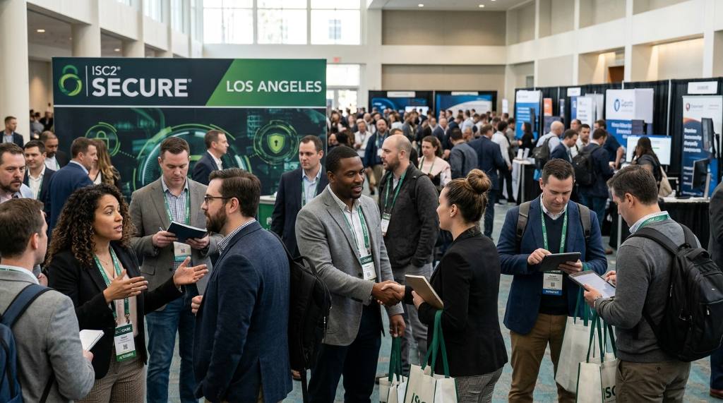 Cybersecurity professionals networking at ISC2 SECURE Los Angeles conference