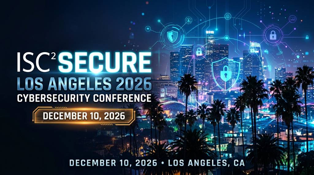 ISC2 SECURE Los Angeles 2026 cybersecurity conference banner showing event date December 10